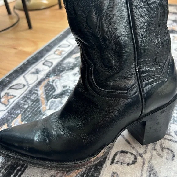 Dan Post Black Maria Leather Boots with Heel Size 7 - Picture 10 of 14